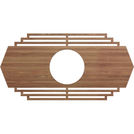 Ekena Millwork Chrysler Wood Fretwork Pierced Ceiling Medallion, Walnut, 16"W x 8"H x 4 1/4"ID x 1/4"T CMWP16X08X0250CSWA